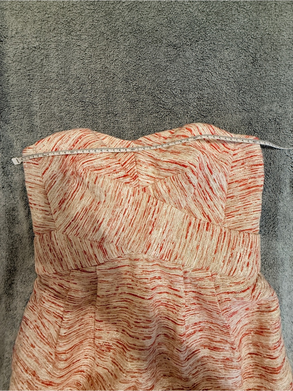 Able Textured Strapless Mini Dress in Cream and Coral